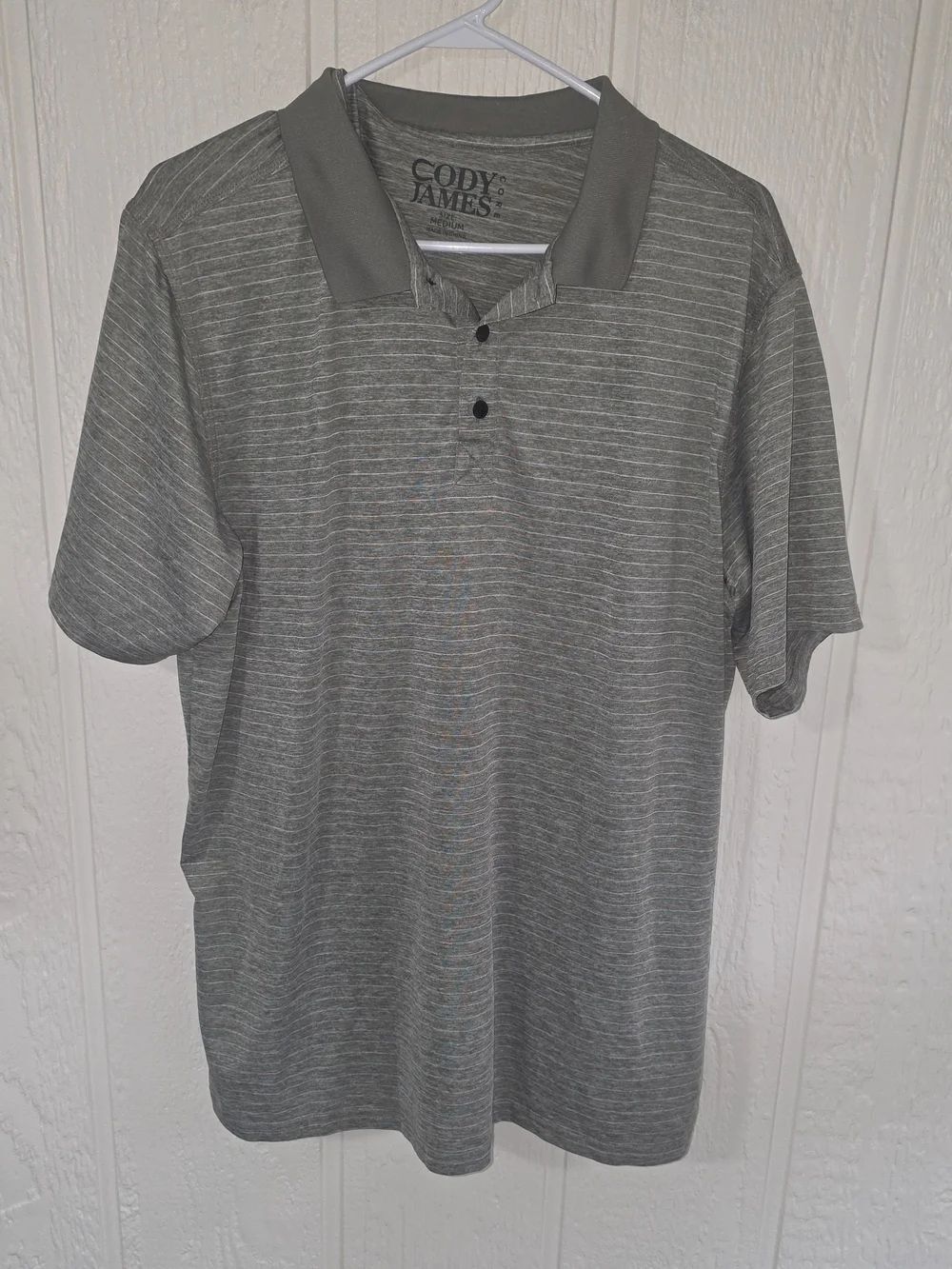Cody James Men's Grey Stripe Performance Polo, Size Medium